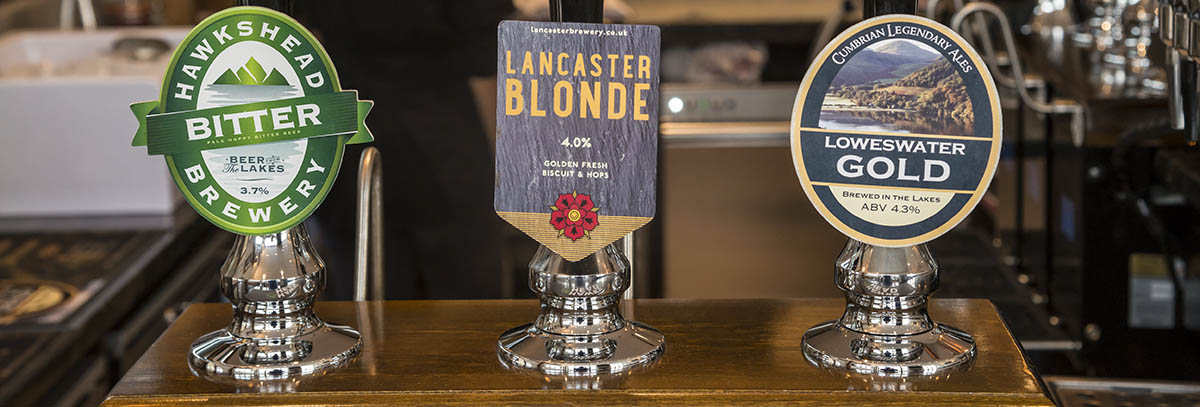 Beer taps on the Castle Inn's bar